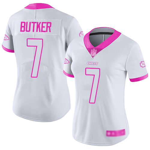 Women Kansas City Chiefs #7 Butker Harrison Limited White Pink Rush Fashion Football Nike NFL Jersey->youth nfl jersey->Youth Jersey